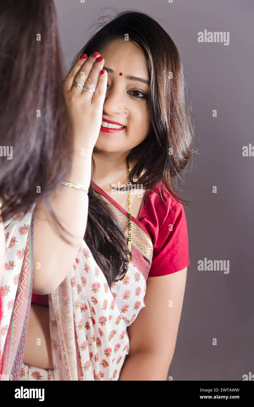 1 indian Housewife Woman Made Up Stock Photo
