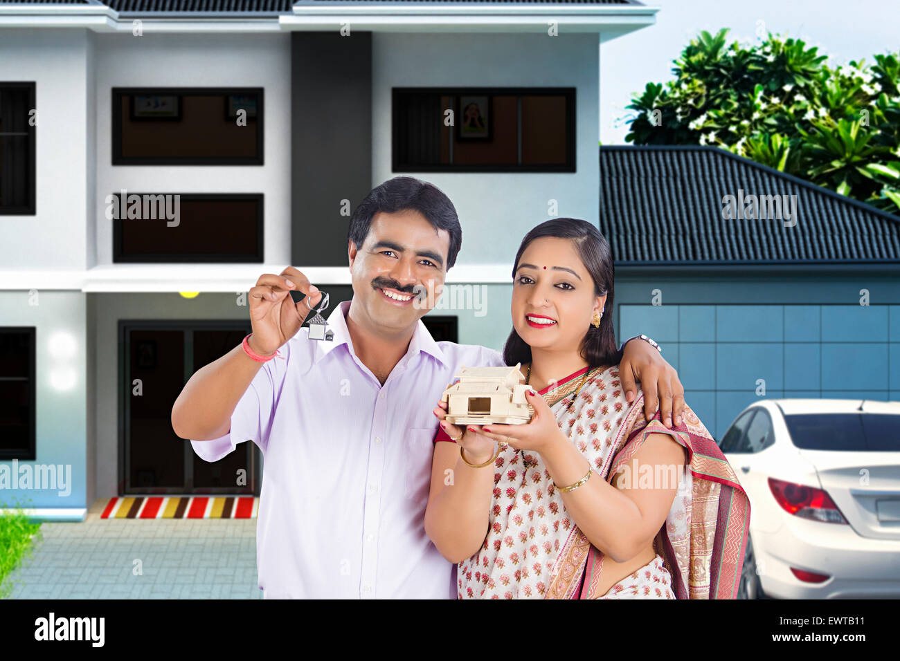 2 indian Married Dummy house and key showing Stock Photo Alamy