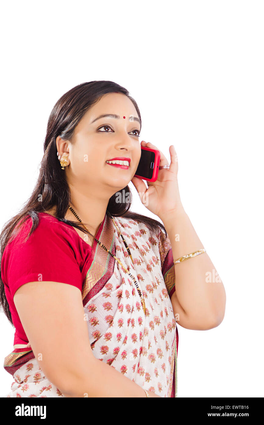 1 indian Woman talking Cell Phone Stock Photo - Alamy