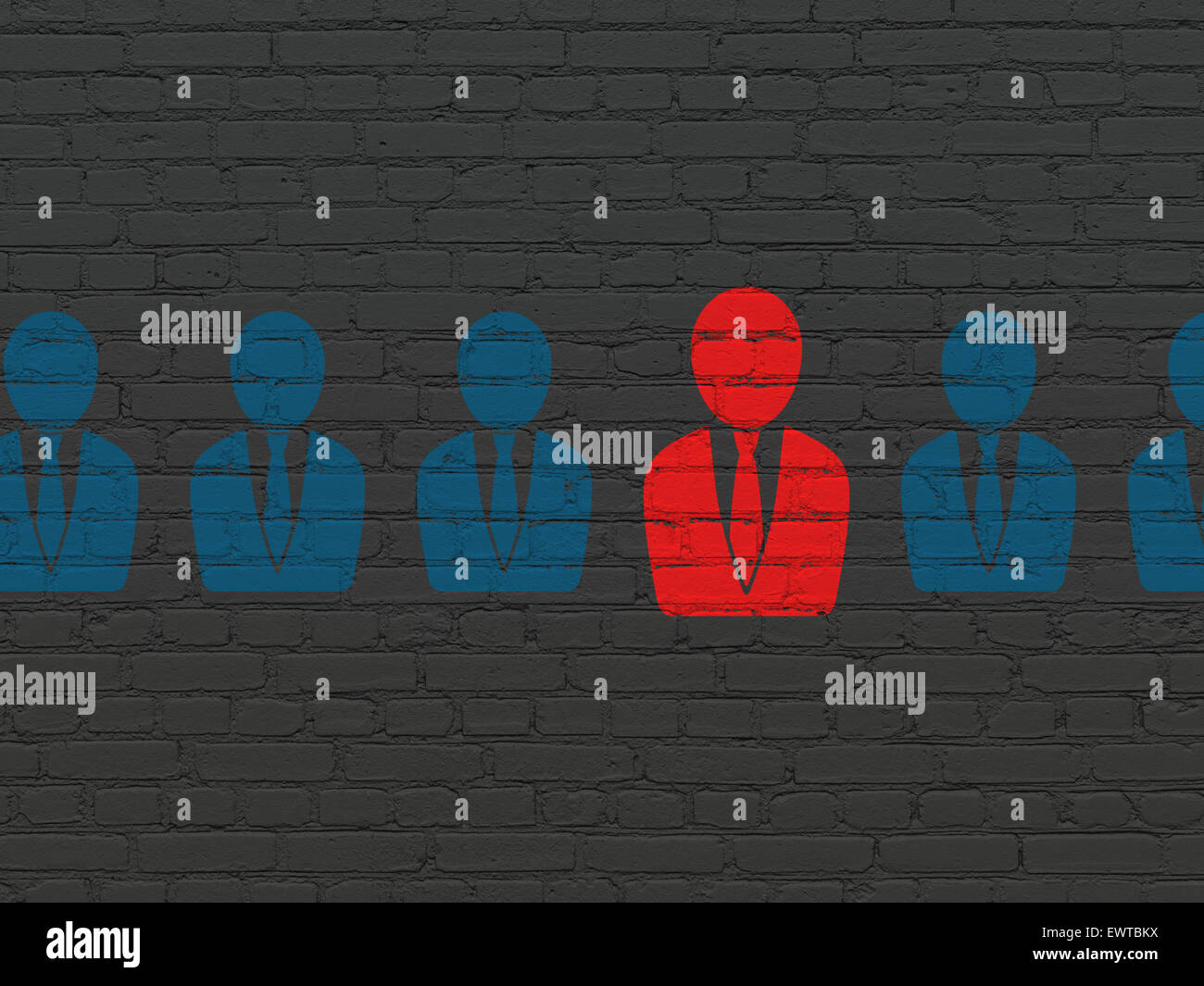 Finance concept: business man icon on wall background Stock Photo - Alamy