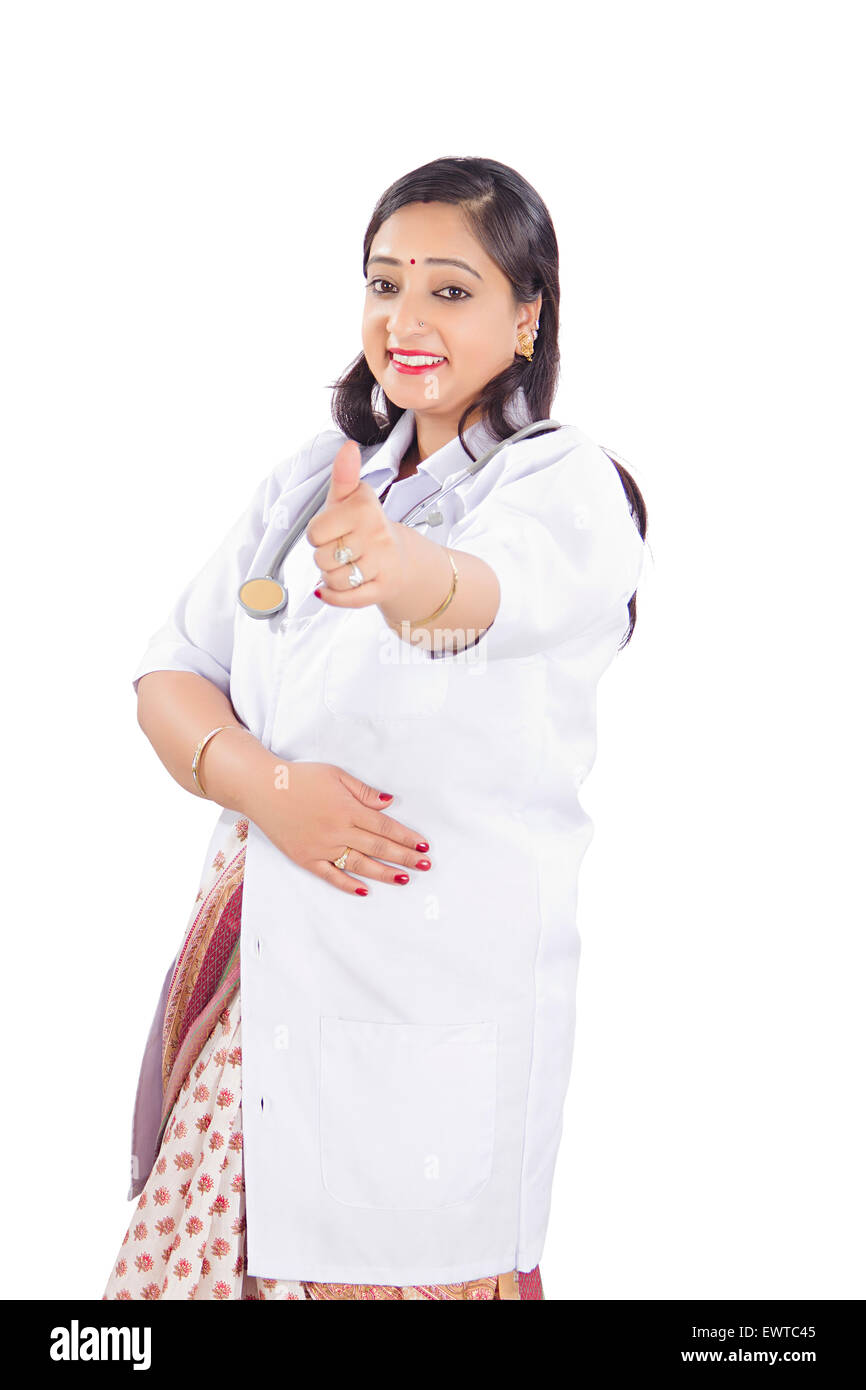 1 indian Doctor woman Thumbs Up showing Stock Photo - Alamy
