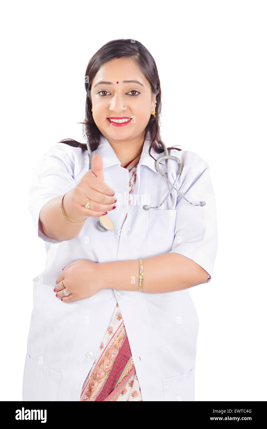 1 indian Doctor woman Thumbs Up showing Stock Photo - Alamy