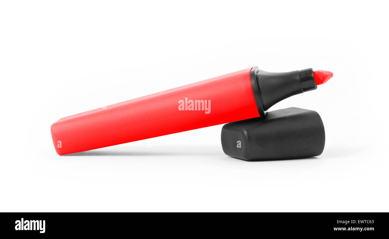 Red highlighter isolated over a white background Stock Photo Alamy