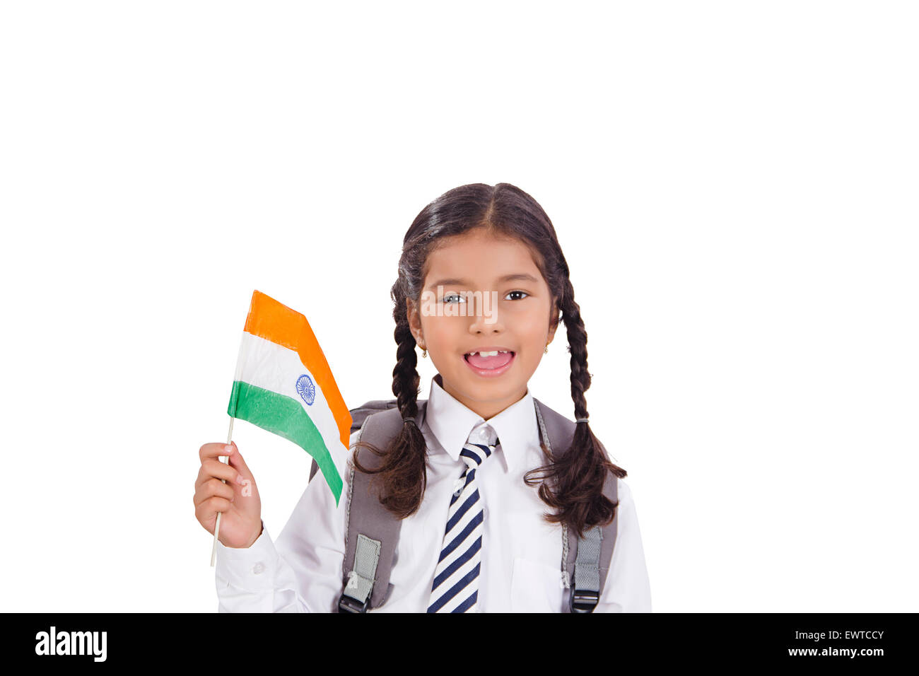 School girl holding indian flag hi-res stock photography and images - Alamy