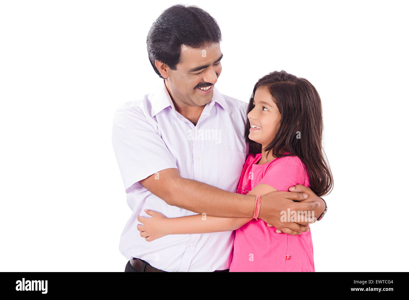 2 indian father caring daughter Stock Photo