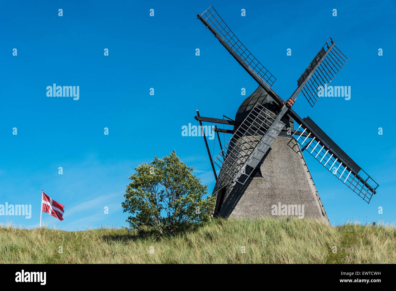 Windmill at Skagen By- og Egnsmuseum, Skagen, North Jutland Region, Denmark Stock Photo