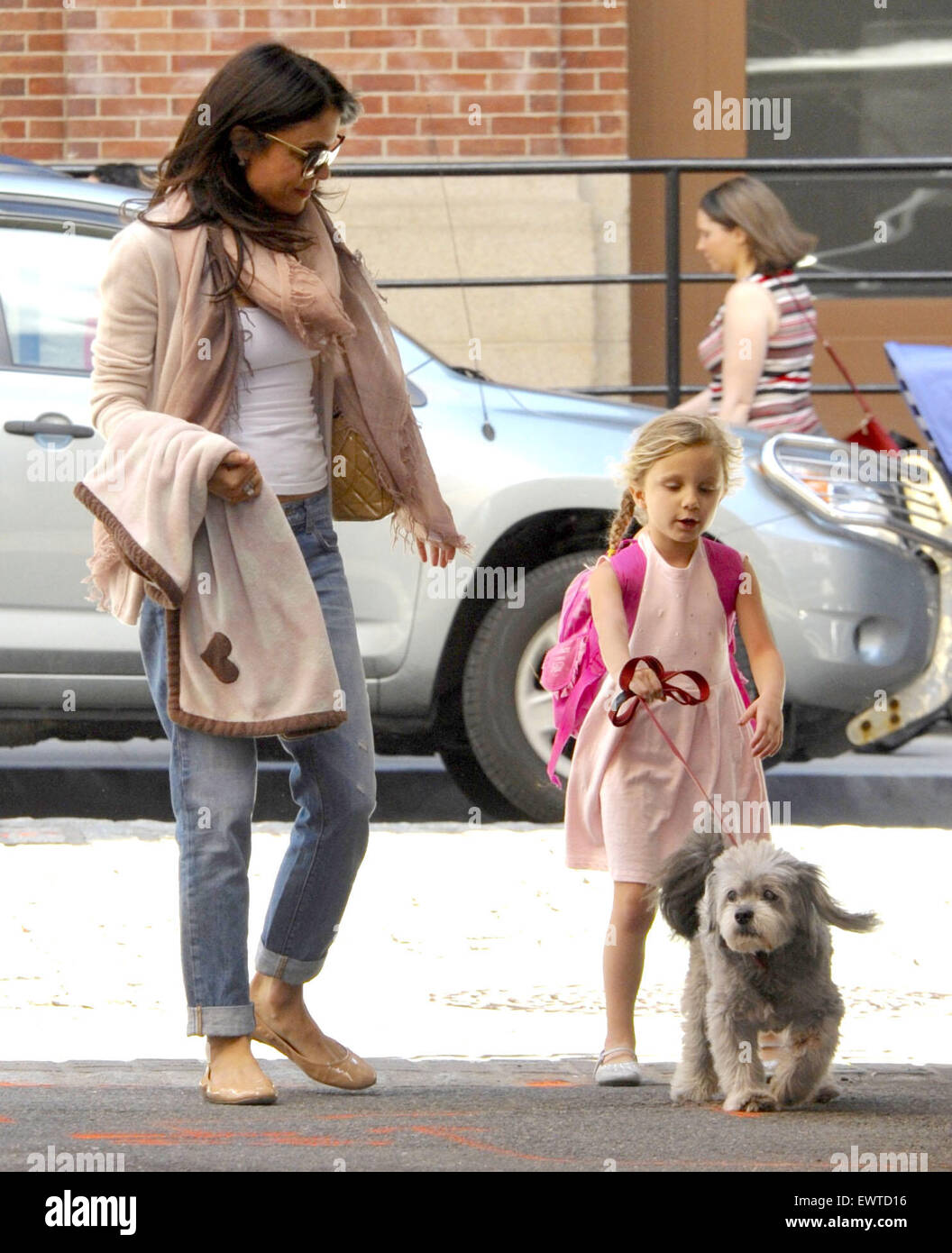 Bethenny Frankel with daughter Bryn as they take their dog for a
