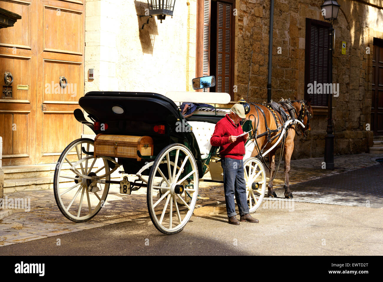 Horse-drawn carriage, Palma de Mallorca, Mallorca, Balearic Islands, Spain Stock Photo