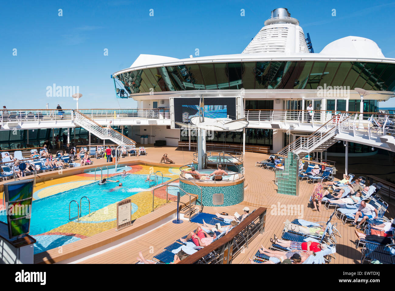 Sundeck of Royal Caribbean 'Brilliance of the Seas' cruise ship, Baltic Sea, Northern Europe Stock Photo