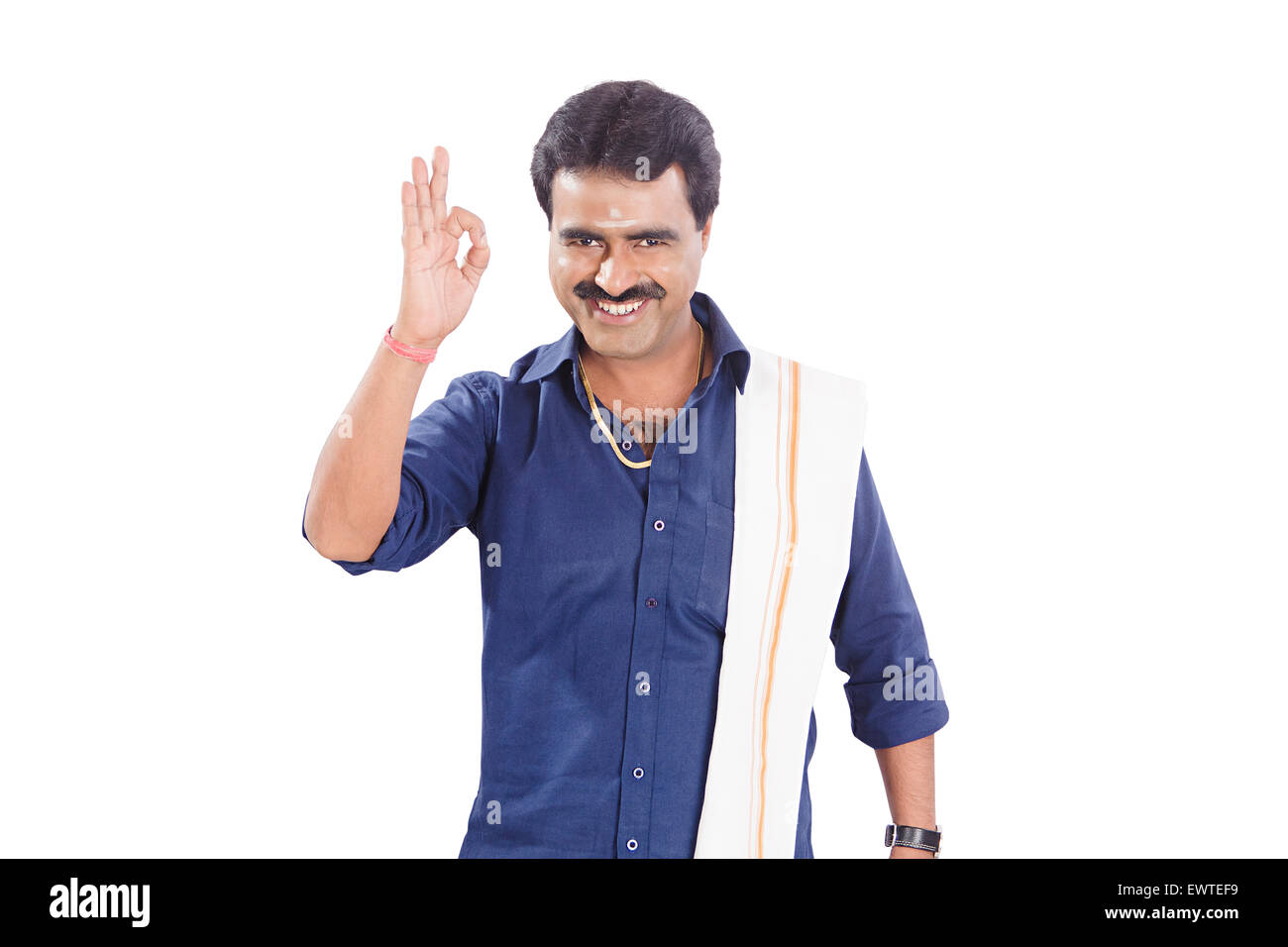 1 South Indian man Ok sign Gesturing Stock Photo