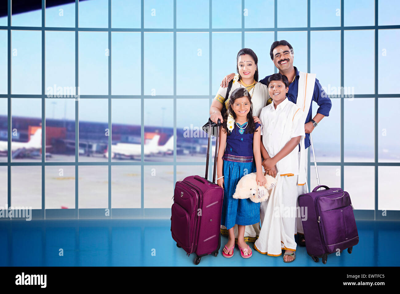 South Indian Parents and kids Passenger happy Journey Stock Photo ...