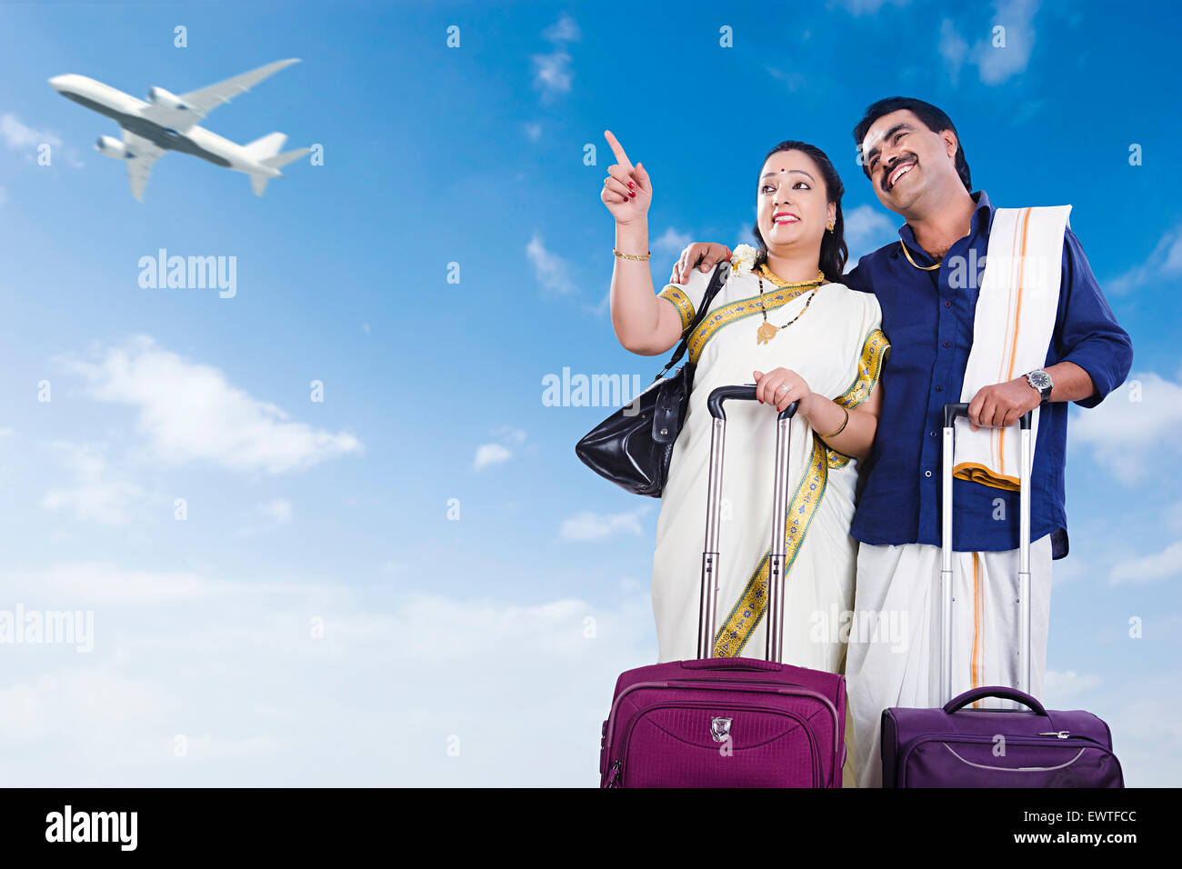 2 South Indian Married Couple Passenger happy Journey Stock Photo ...
