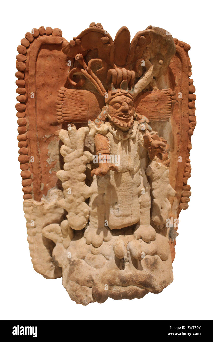 Censer of the God GiII or the Sun Jaguar Of The Underworld, Ceramic Late Classic Period (AD 600-900) Stock Photo