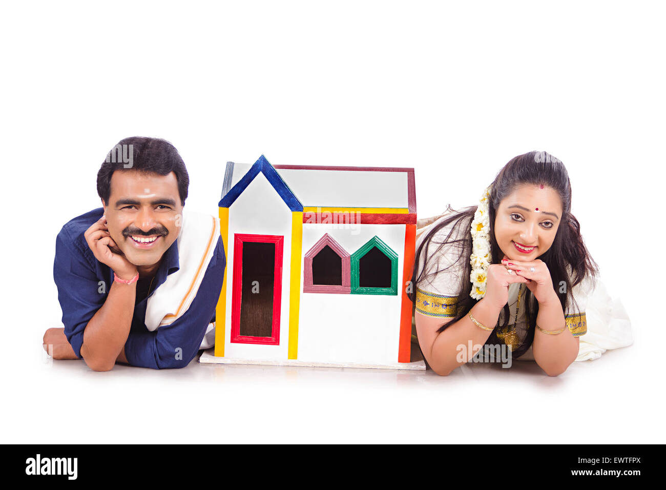 South Indian Married Couple Dreaming new house Stock Photo