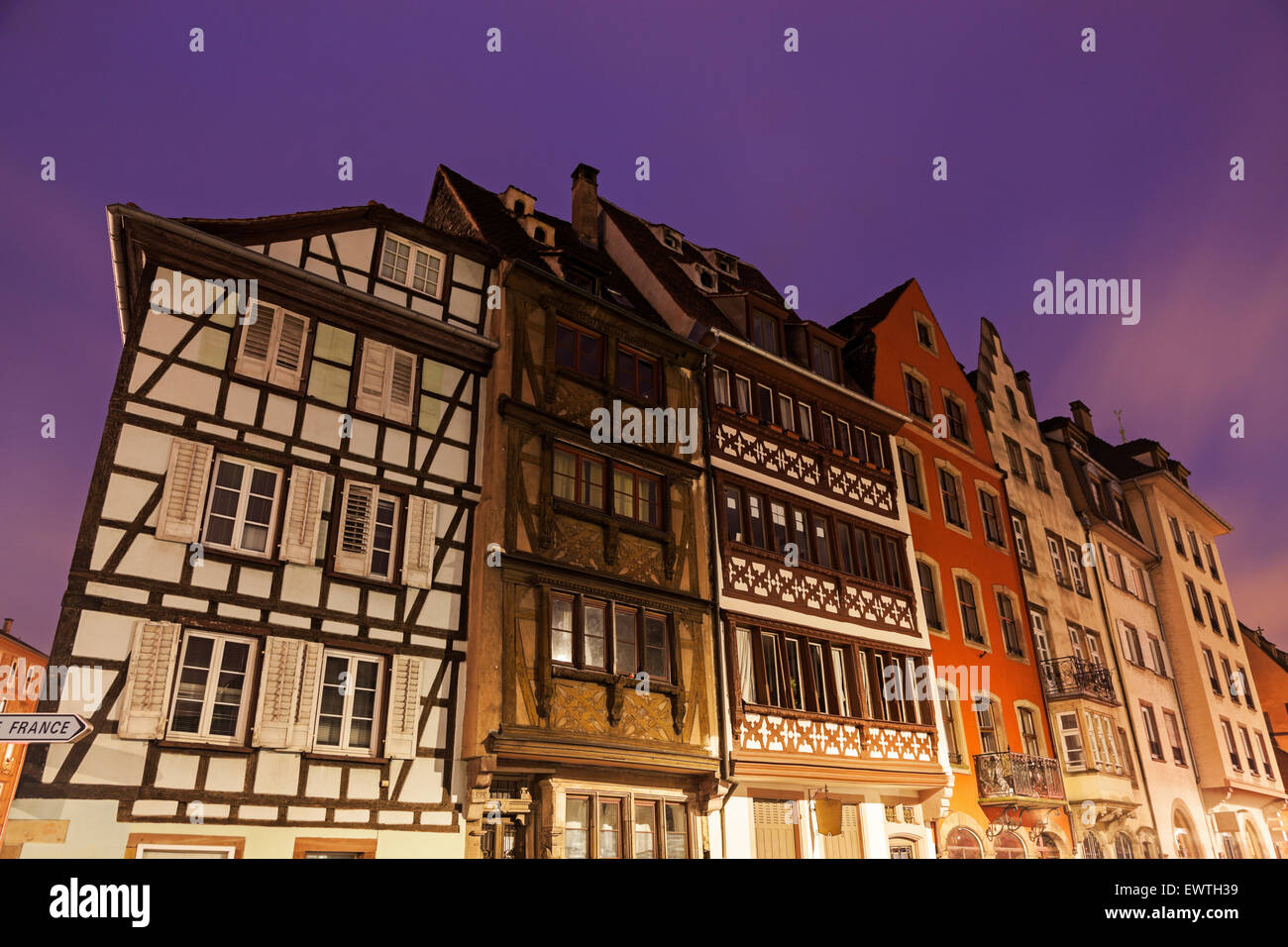 Architecture of Strassburg at sunrise. Strassburg, Alsace, France Stock Photo