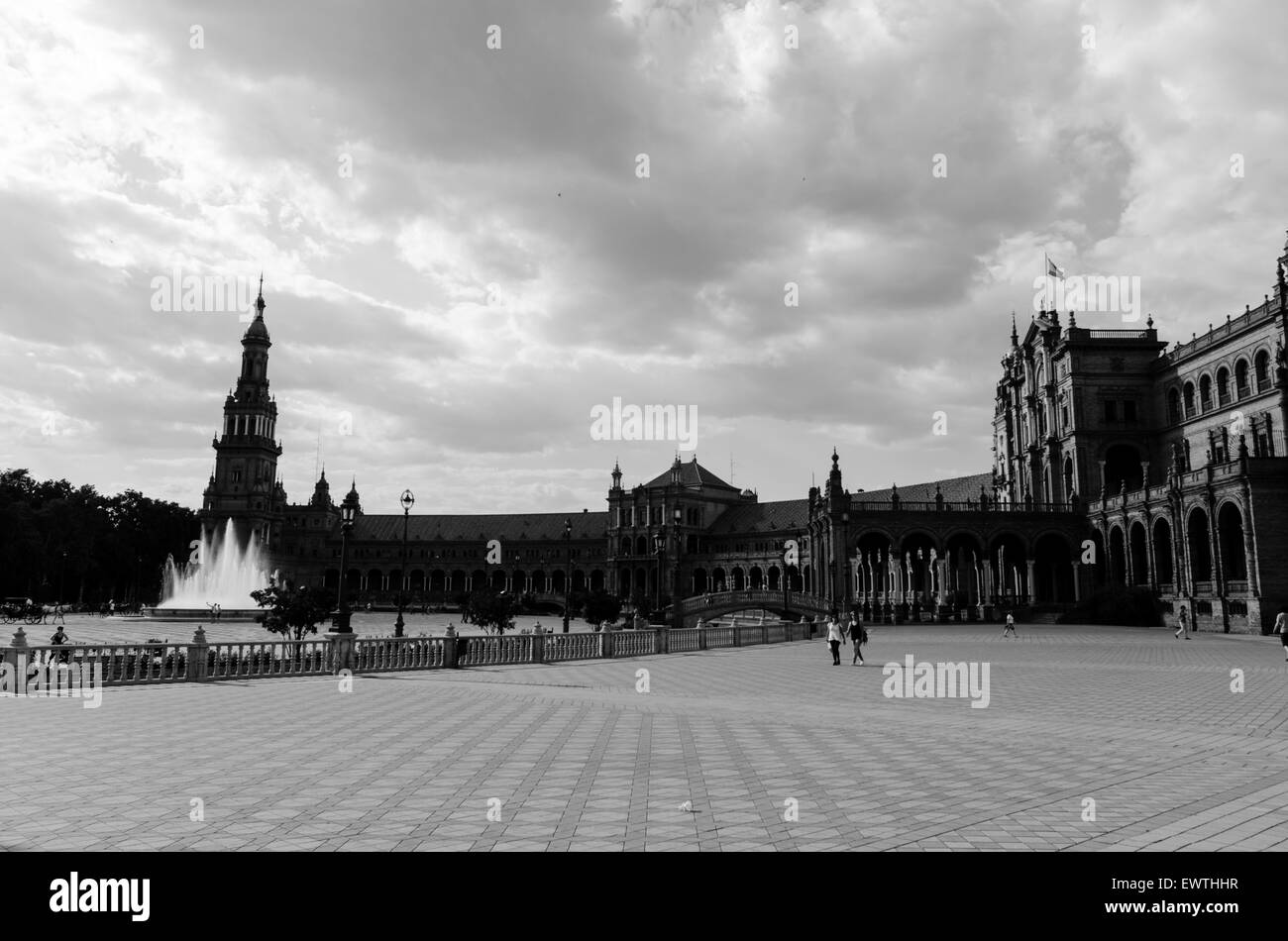 The Plaza de Espana ('Spain Square', in English) is a plaza located in the Parque de Maria Luisa (Maria Luisa Park), in Seville Stock Photo