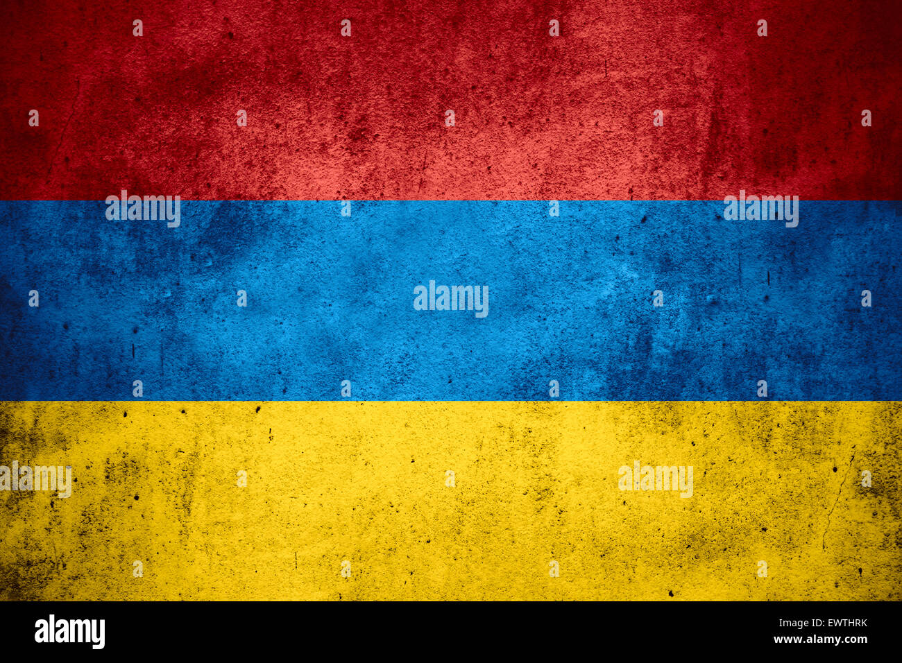 flag of Armenia or Armenian banner on rough pattern texture background Stock Photo