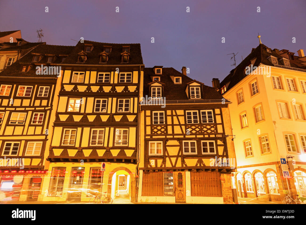 Architecture of Strassburg at sunrise. Strassburg, Alsace, France Stock Photo