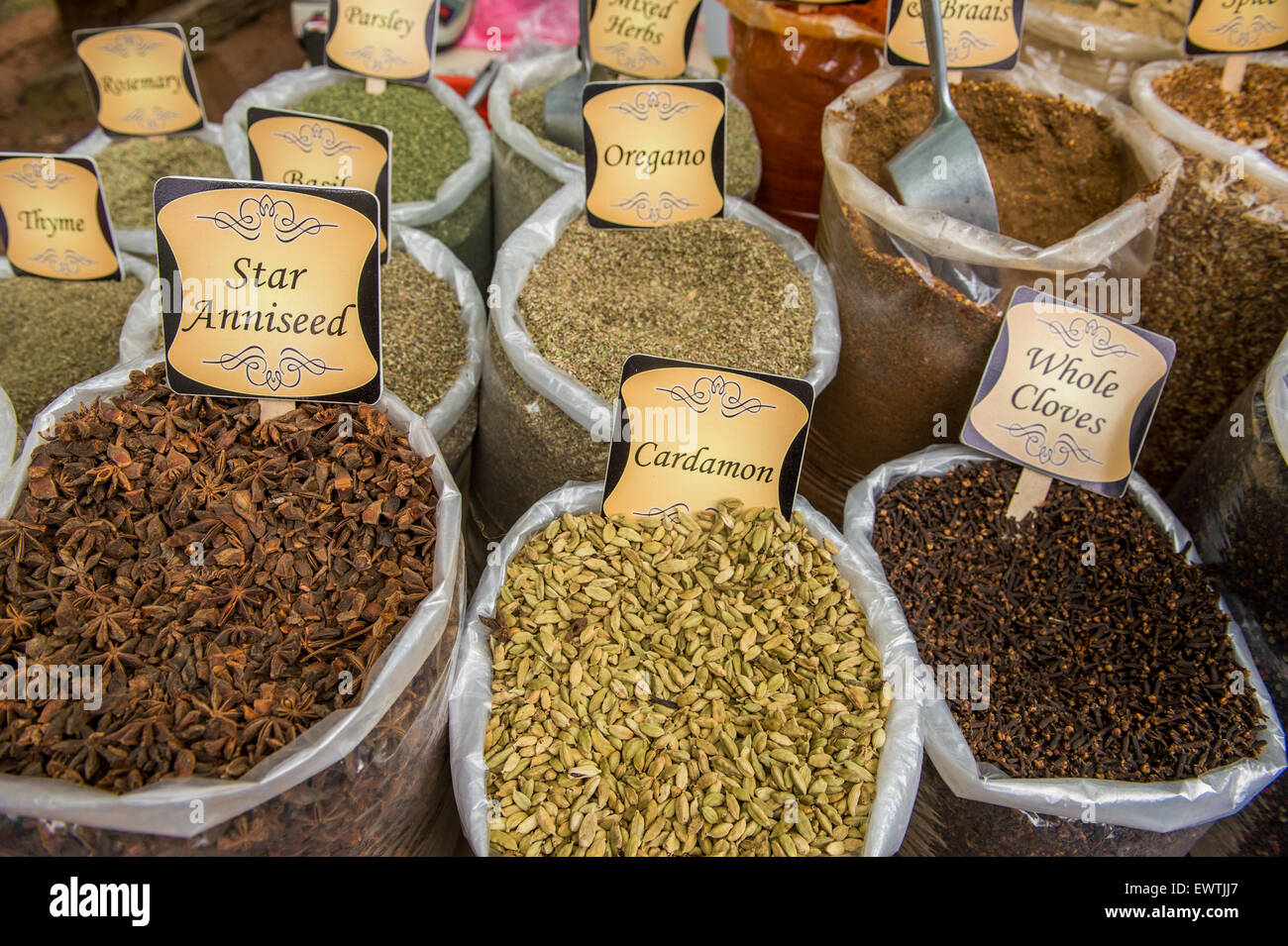 SOUTH AFRICA Herbs and spices for sale at farmers market in Pretoria