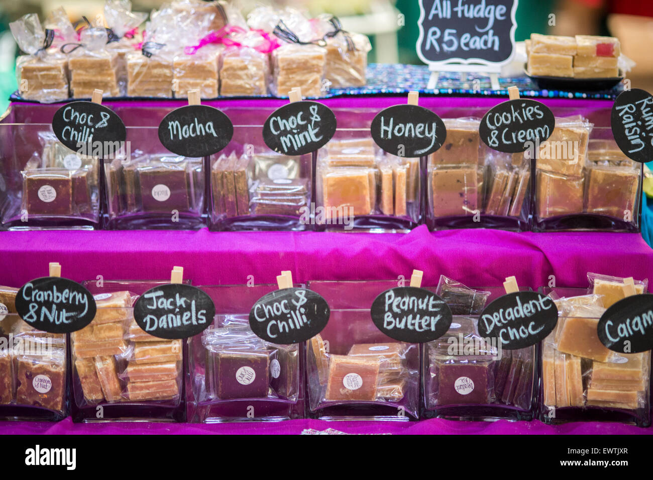 SOUTH AFRICA- Chocolate display at a farmers market in Pretoria Stock Photo