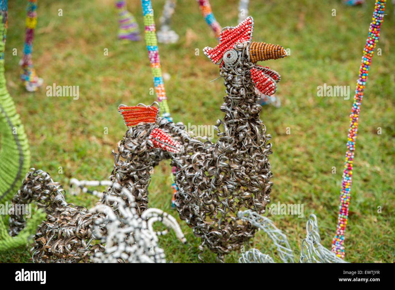 SOUTH AFRICA Hand made lawn decorations at farmers market in Pretoria