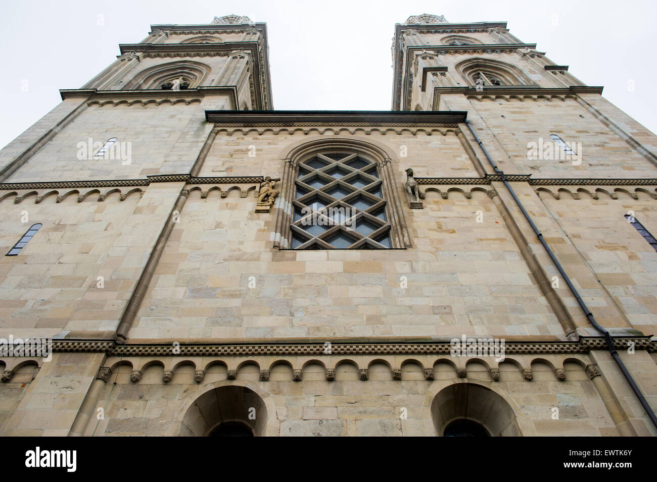 Architectural Detail on a church in Zurich Switzerland, Europe Stock Photo