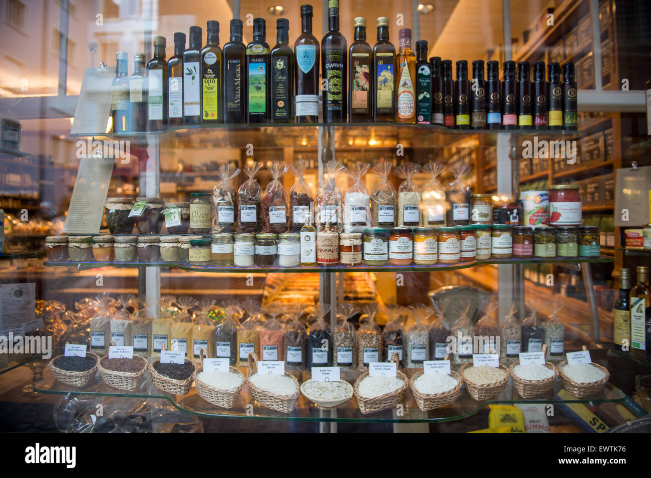 Shop window full of goodies in Zurich Switzerland, Europe Stock Photo