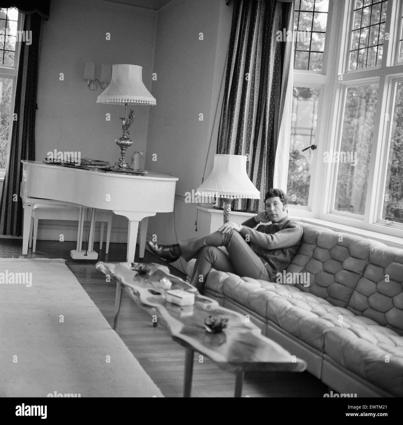 Tom Jones, at his new 65000 pound home in Weybridge, Surrey, 29th December 1968. Stock Photo