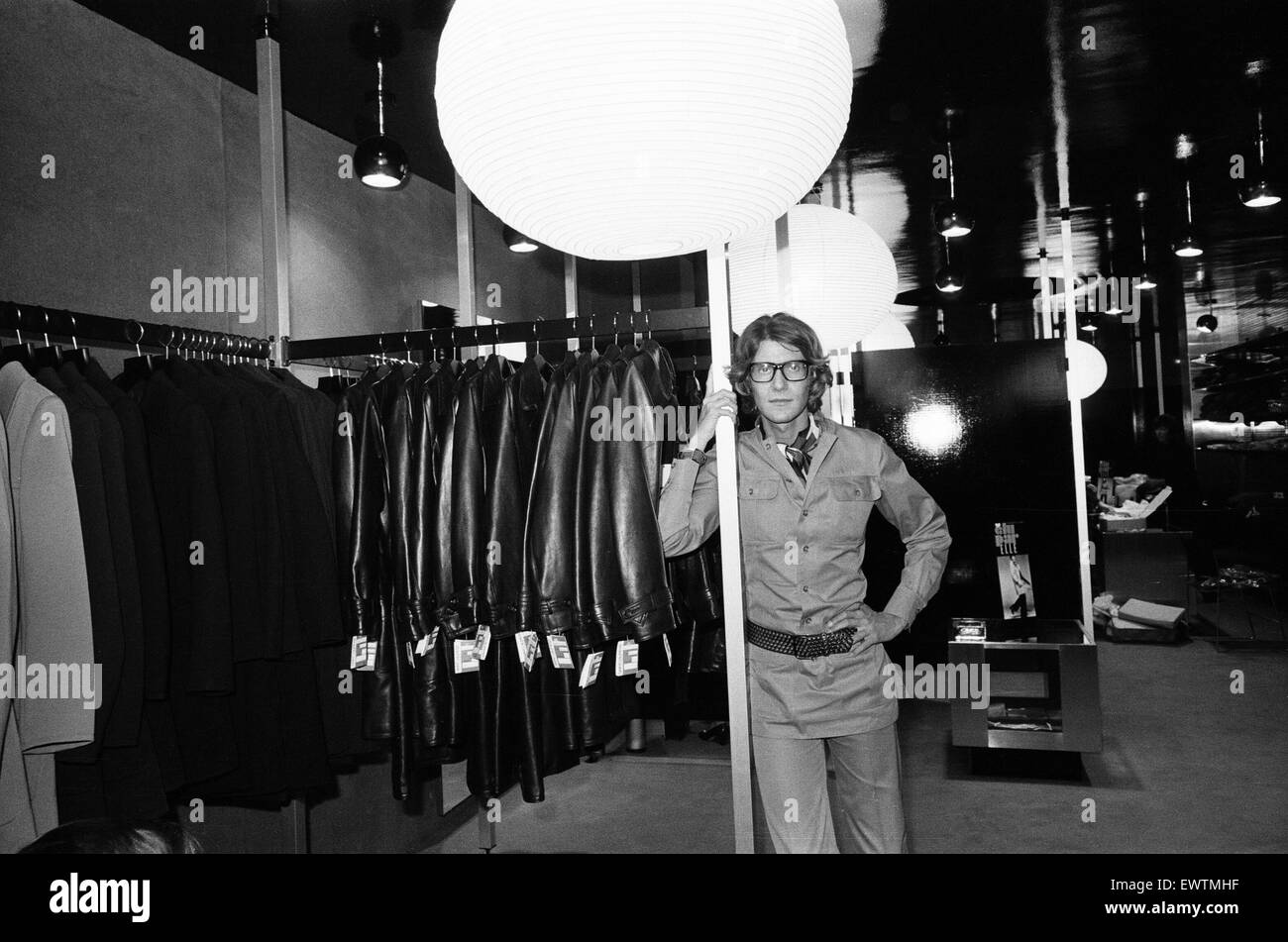 Yves Saint Laurent, designer, pictured outside his first London Rive Gauche  store on New Bond Street, London, opening day, 10th September 1969 Stock  Photo - Alamy