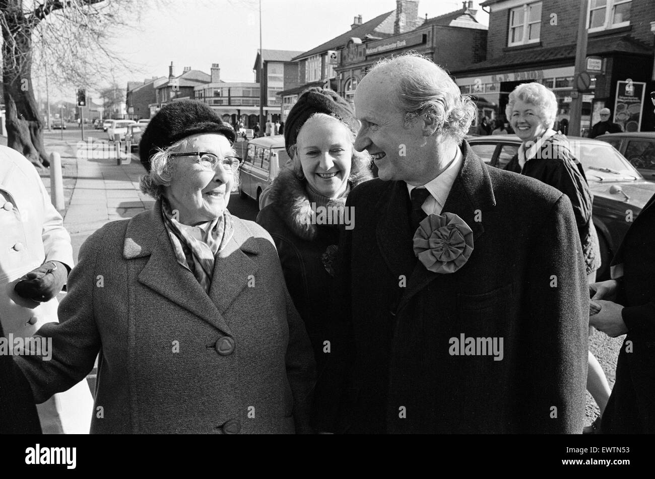 Anthony Barber, Chancellor of the Exchequer and Conservative Member of Parliament for Altrincham and Sale, pictured campaigning in Altrincham and Sale, Greater Manchester, ahead of 1974 General Election, 23rd February 1974. Stock Photo