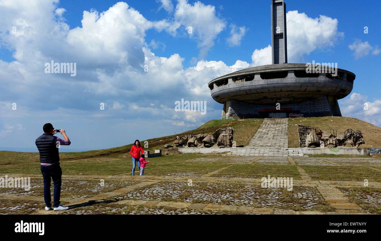 A view of The Buzludzha Monument builded on the top of Stara Planina ...