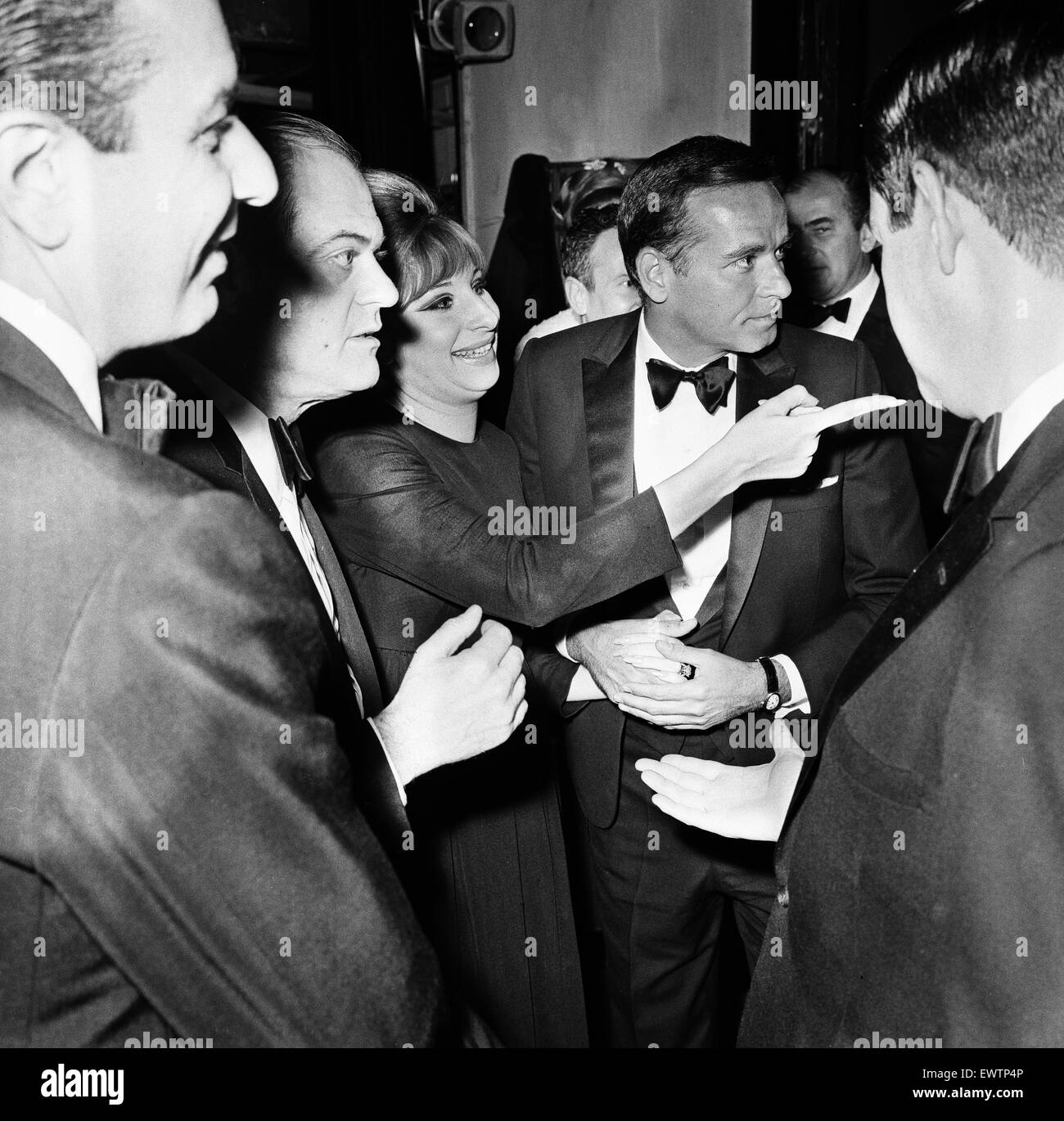Barbra Streisand, Champagne reception, after West End premiere of Funny Girl, Prince of Wales Theatre, London, 13th April 1966. Stock Photo