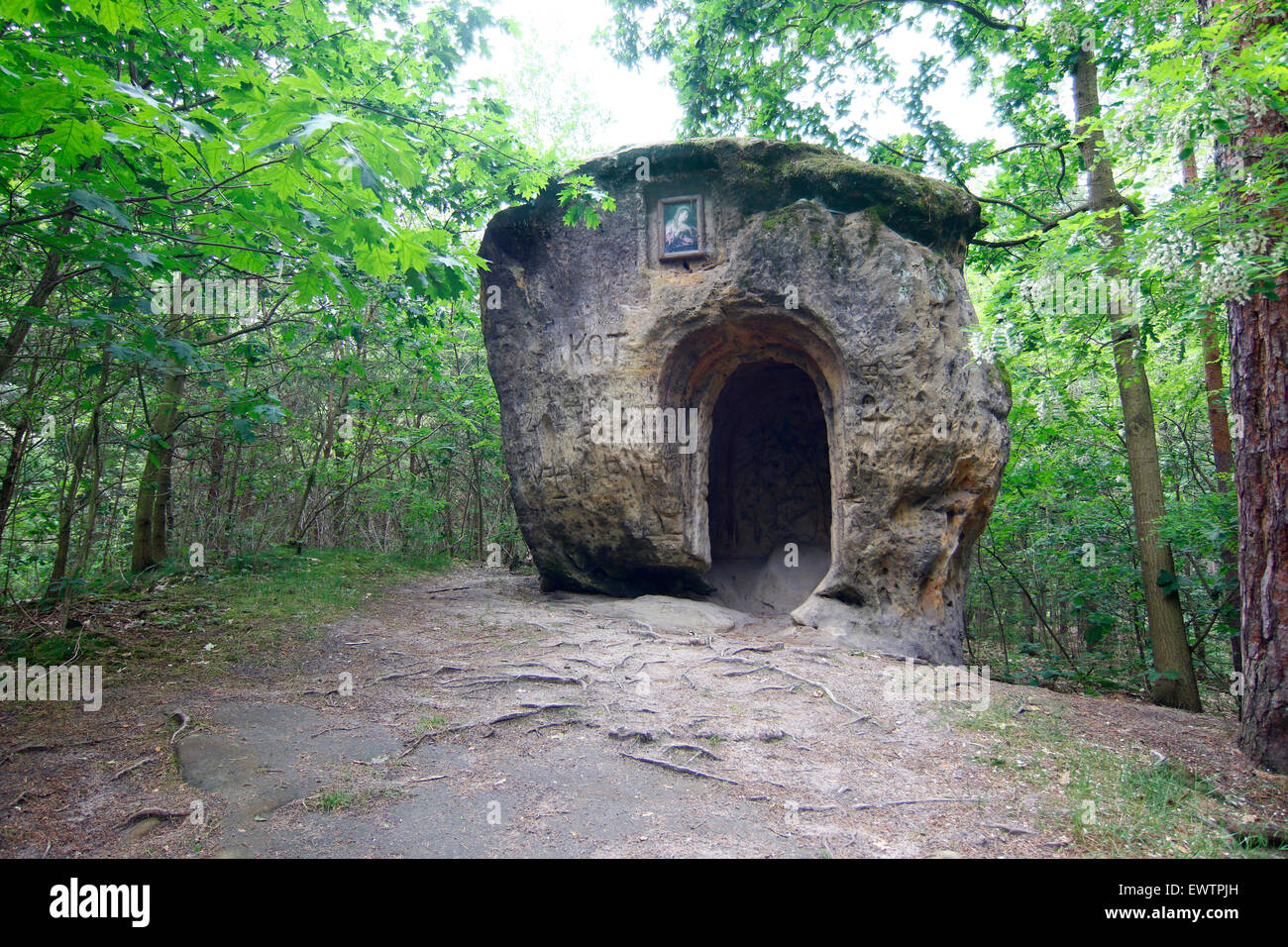 The Chapel of Mary Magdalene - chapel carved from a single piece of a huge sandstone Stock Photo