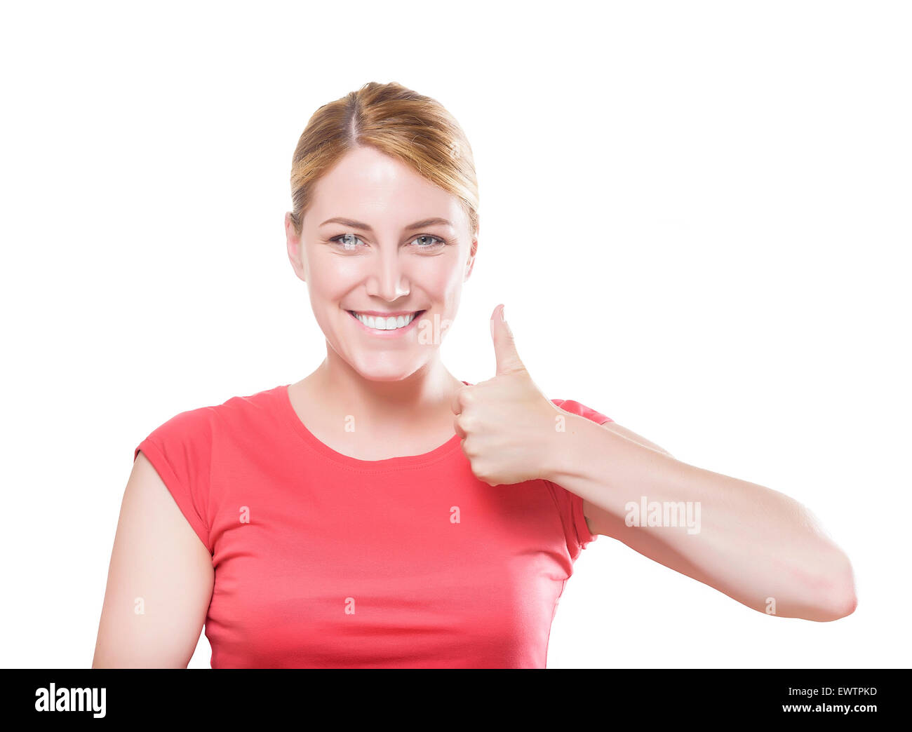 Smiling blonde teenager girl thumbs hi-res stock photography and images ...