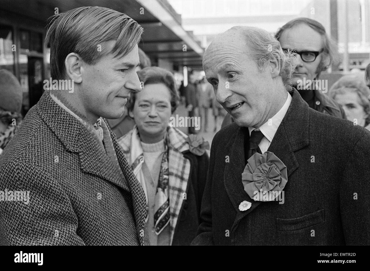 Anthony Barber, Chancellor of the Exchequer and Conservative Member of Parliament for Altrincham and Sale, pictured campaigning in Altrincham and Sale, Greater Manchester, ahead of 1974 General Election, 23rd February 1974. Stock Photo