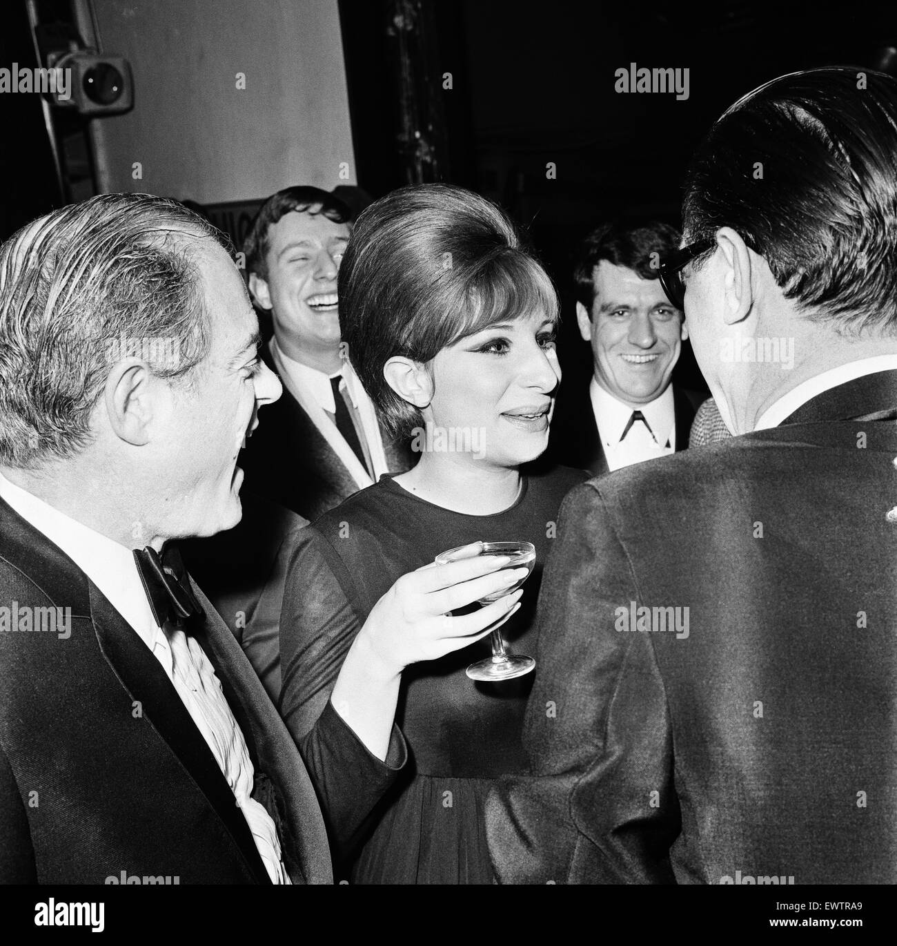 Barbra Streisand, Champagne reception, after West End premiere of Funny Girl, Prince of Wales Theatre, London, 13th April 1966. Stock Photo