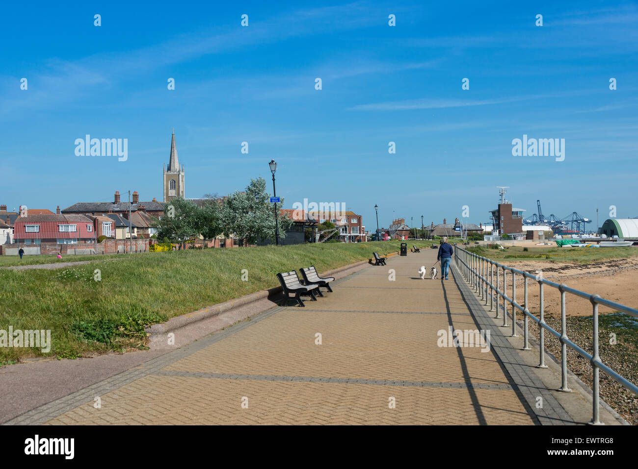 Seafront promenade and Harwich Green, Harwich, Essex, England, United Kingdom Stock Photo