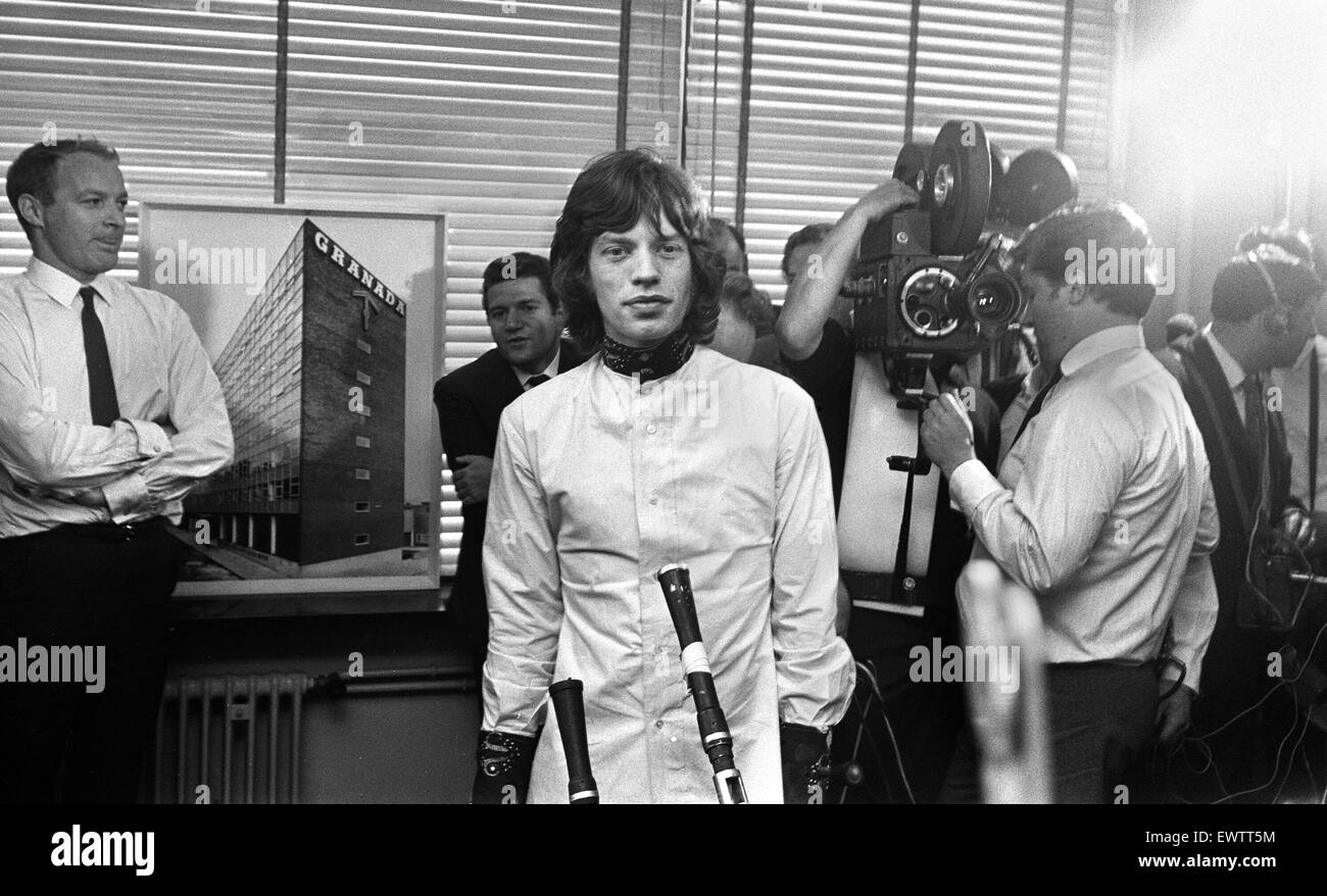 Appeal hearing at the Appeal Court in Central London where Rolling Stones lead singer Mick Jagger and Keith Richards had their convictions and sentence for drug charges  set aside by Lord Parker the Lord Chief Justice, Lord Justice Winn and Mr Justice Cus Stock Photo