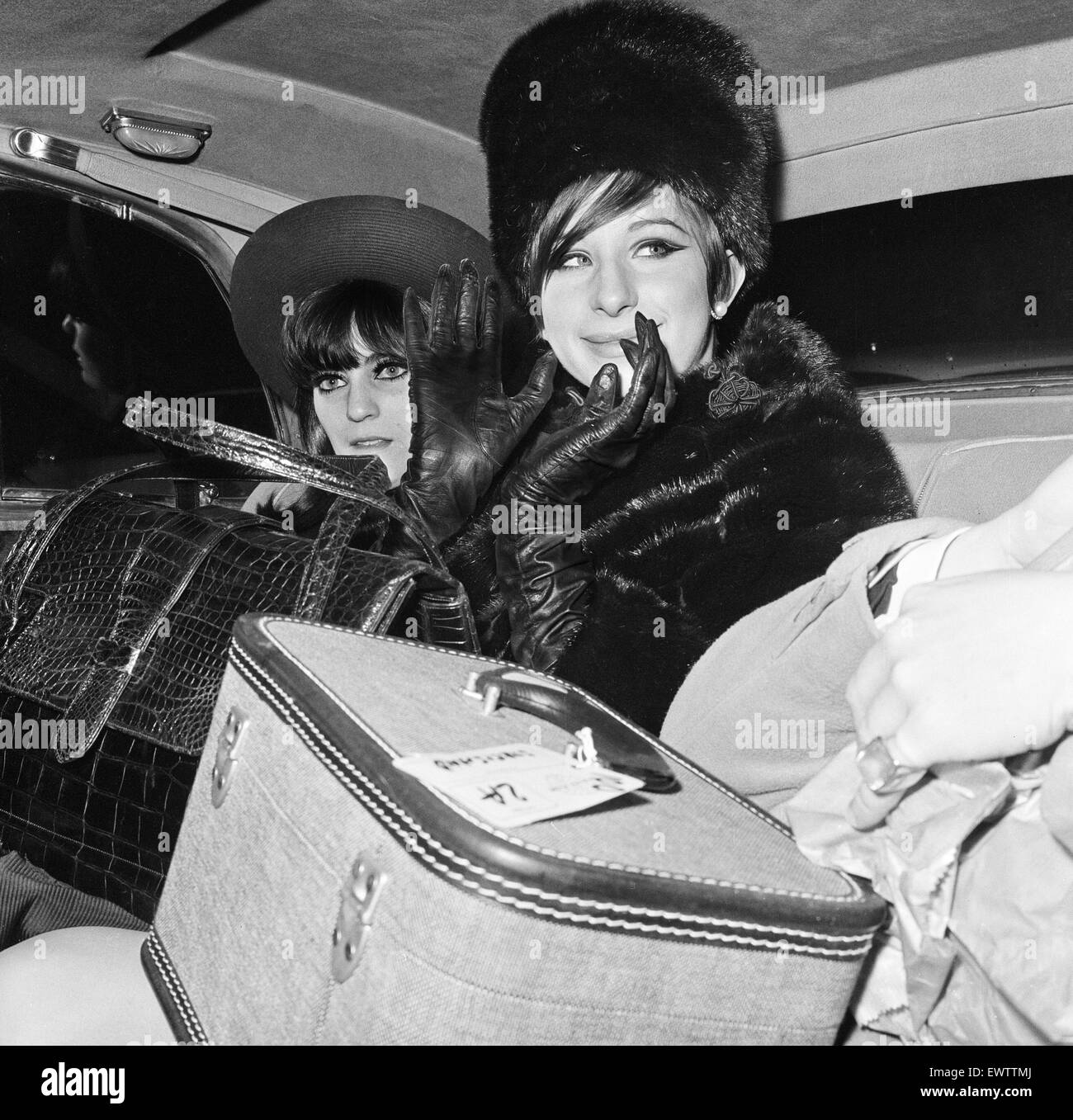 Barbra Streisand, Actress and Singer, arrives at London Heathrow Airport, 17th March 1966. She is in the UK to star in her Broadway Show Funny Girl, which opens in the West End next month. Stock Photo