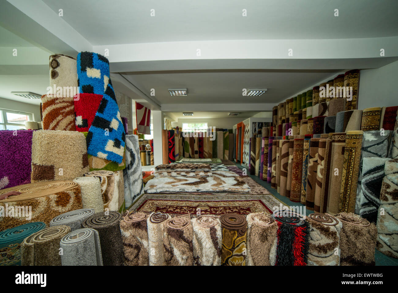 Colorful Rugs For Sale At Store Stock Photo - Alamy