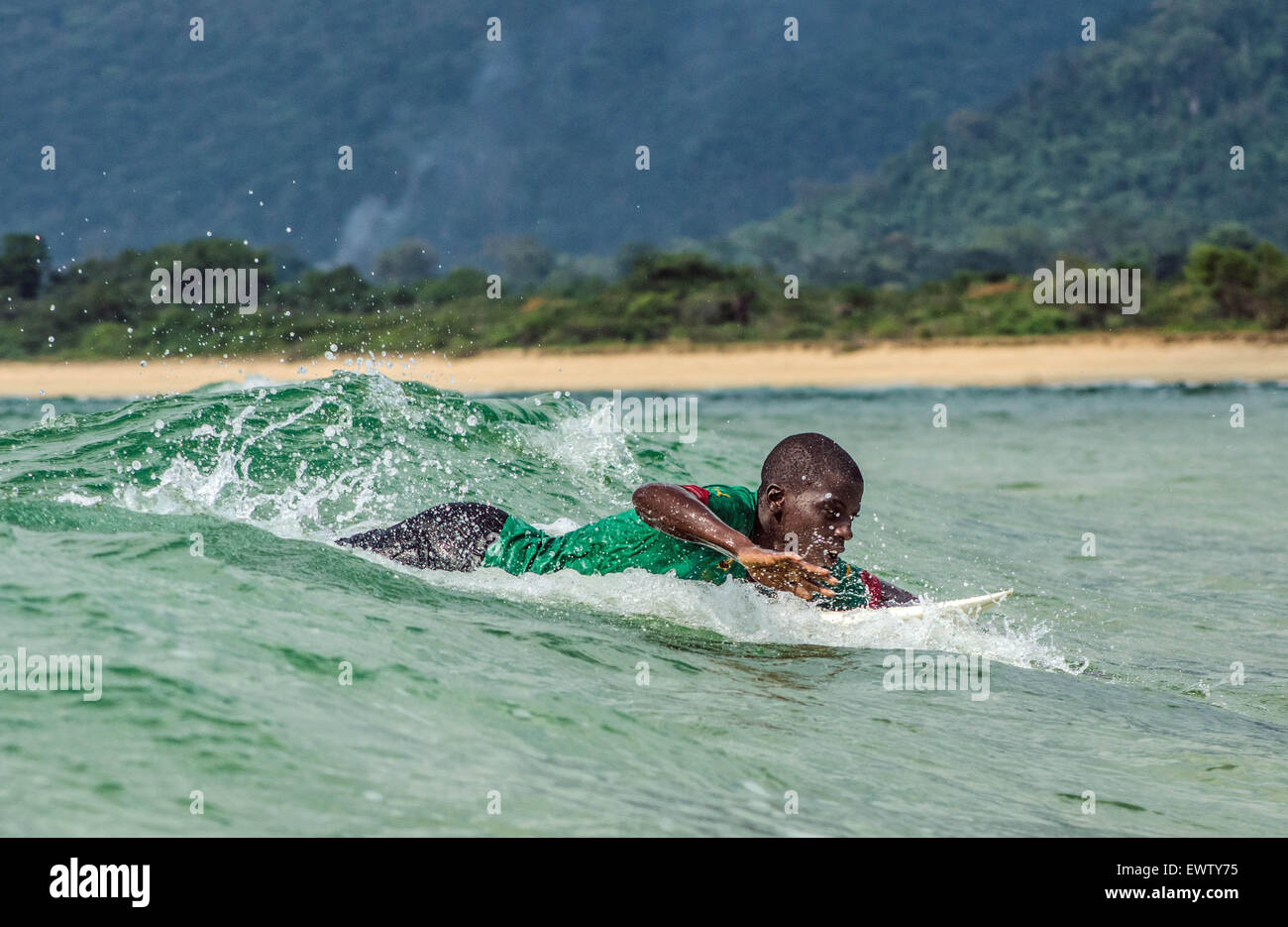 Sierra Leone's first surf club. Bureh Beach. Stock Photo