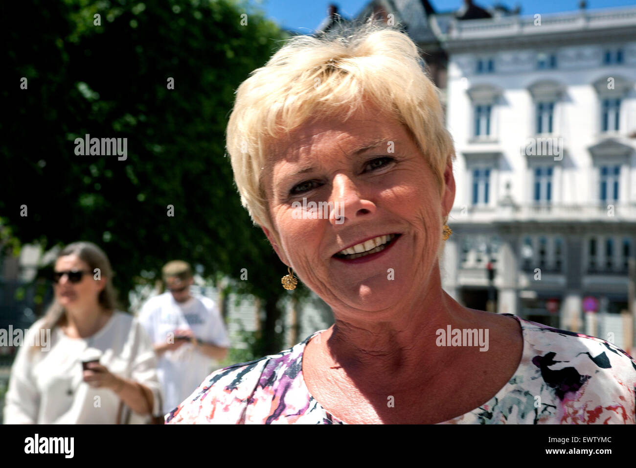 Copenhagen, Denmark, July 1st, 2015: Lizette Risgaard, Deputy Chairman in LO, The Danish Confederation of Trade Unions, pictured at her arrival to the Labour Court in Copenhagen, which today rules in the case Ryanair versus LO. If LO wins there will be sympathy actions against the airline, she said Credit:  OJPHOTOS/Alamy Live News Stock Photo