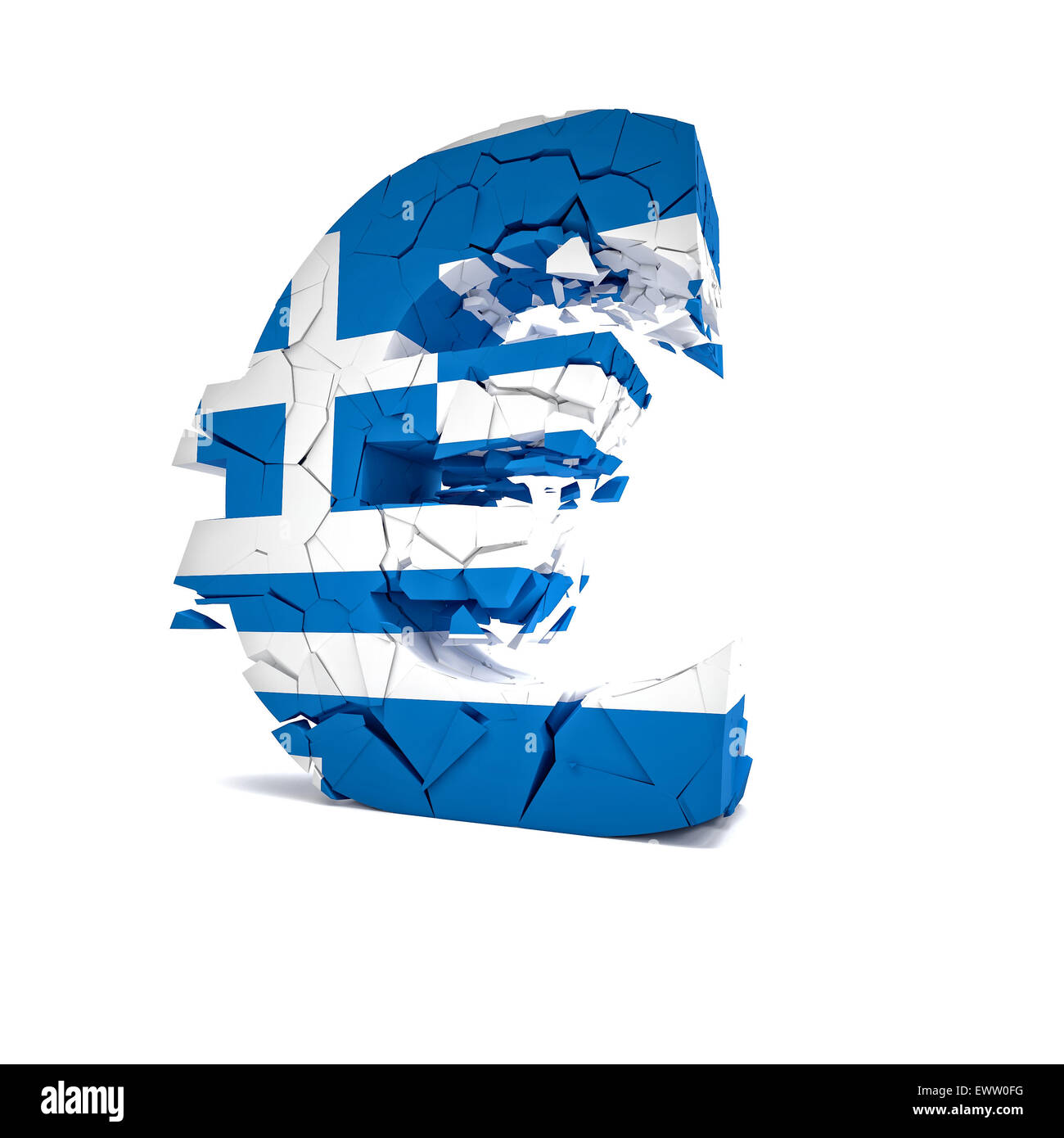 3d image of broken greek euro symbol Stock Photo