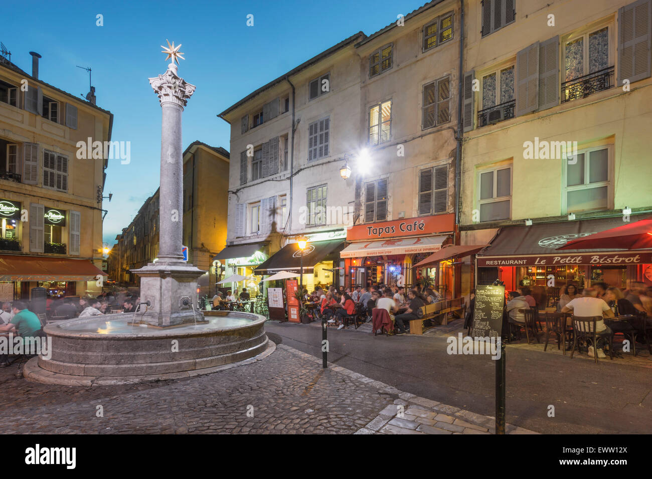 Place des Augustins , Vieil Aix , Bars, Restaurants, Aix en Provence, Bouches du Rhone, Provence, France Stock Photo
