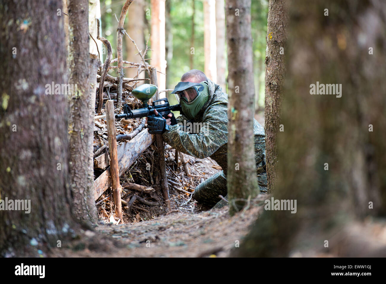 Paintball Sniper Ready For Shooting Stock Photo - Download Image