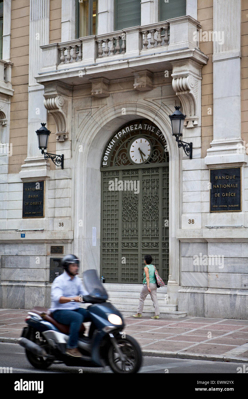 Athens, Greece. 01st July, 2015. National Bank of Greece amid the Bank capital controls in Athens, Greece. Credit:  Martin Garnham/Alamy Live News Stock Photo