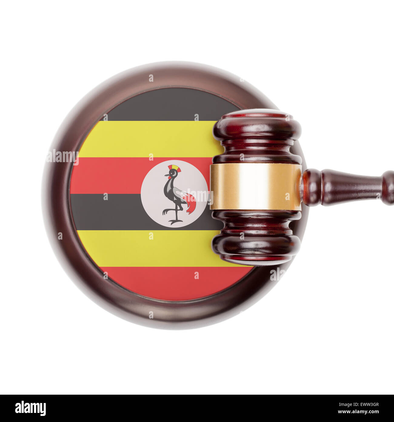 National legal system concept with flag on sound block Uganda Stock