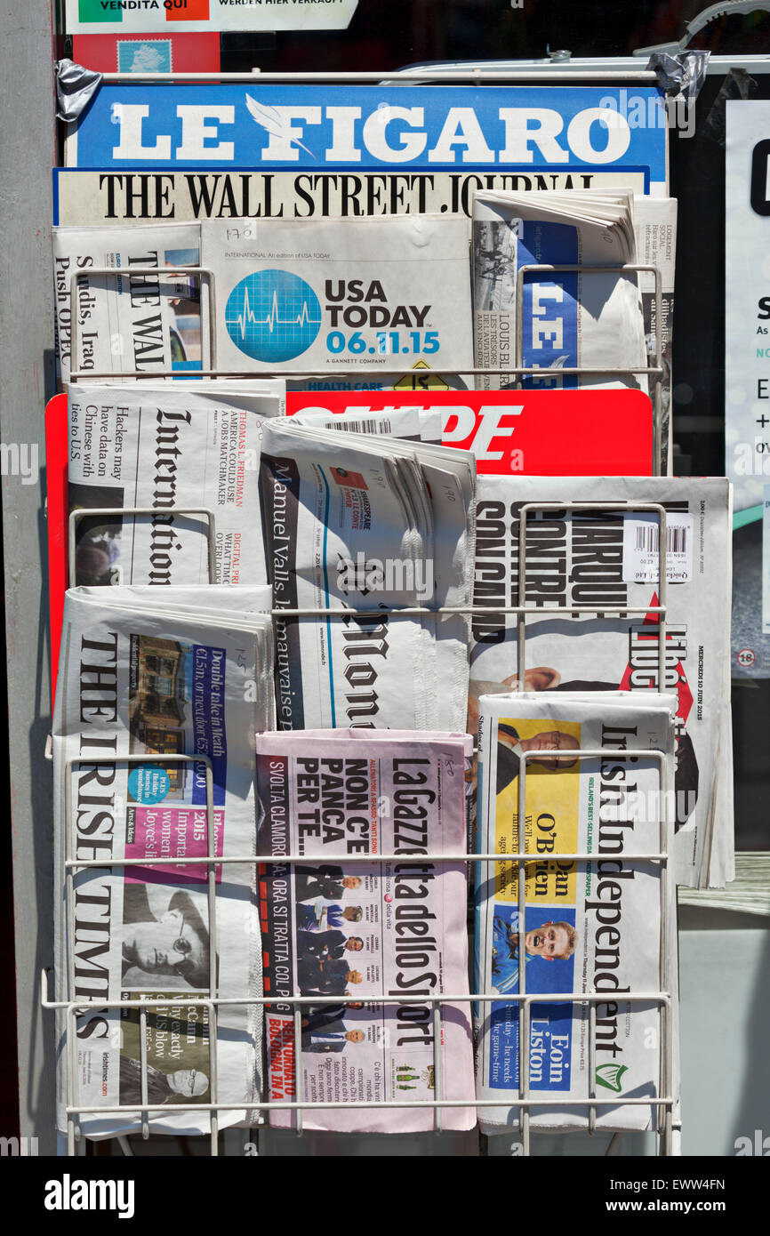 Foreign News papers London Stock Photo