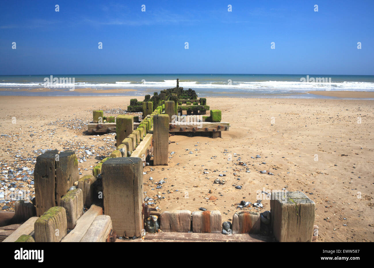 An Old Wooden Groyne As Part Of Coast Protection In North Norfolk At 