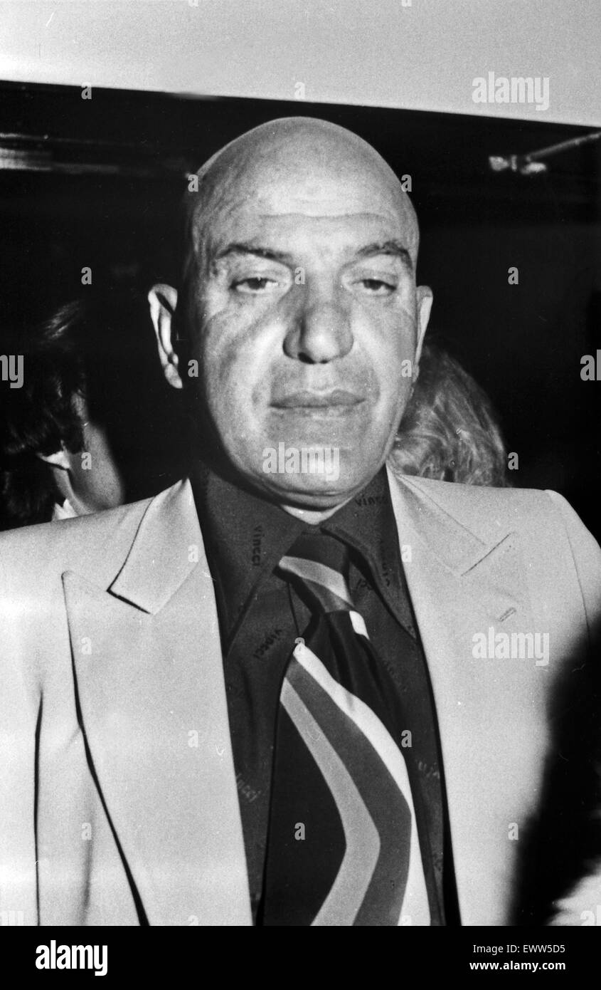 Telly Savalas beim Film Festival in Cannes 1974, Frankreich 1970er Jahre. Telly Savalas at the Cannes Film Festival 1974, France 1970s. Stock Photo